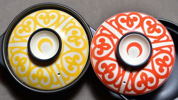 加熱すると模様の色が変化する土鍋