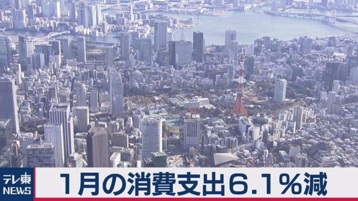 １月の消費支出6.1％減（2021年3月9日）