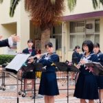 音楽部が校庭でランチタイムコンサート　部員たちに発表の場