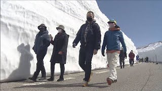 “雪の大谷”立山黒部アルペンルート全線開通(2021年4月15日)