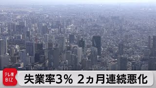 完全失業率3.0％　２ヵ月連続悪化（2021年6月29日）