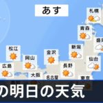 【10月9日 夕方 気象情報】明日の天気