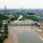 【ドローン撮影】明治用水頭首工の大規模漏水、空からみた現場