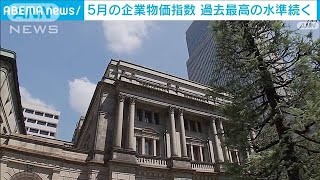 5月の企業物価指数は9.1％上昇　過去最高の水準続く(2022年6月10日)