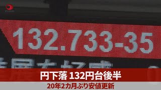 円下落、132円台後半 20年2カ月ぶり安値更新