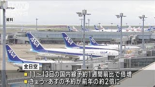 全国旅行支援の開始後に　国内線の予約が倍増(2022年10月15日)