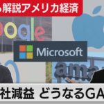 全社減益 どうなるGAFAM アメリカ経済の先行きは？【滝沢孝祐の「基礎から解説 アメリカ経済」】（2023年2月8日）　グーグル　アルファベット　アマゾン　メタ　アップル　マイクロソフト　決算