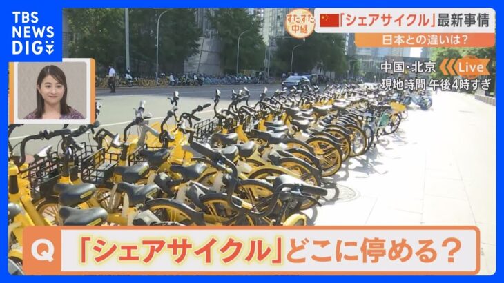 問題が多発していた中国の「シェアサイクル」が進化！歩道にズラリ！GPSで放置自転車を撲滅！30分30円で利用できる！【すたすた中継】｜TBS NEWS DIG