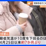 「寒くて布団から出られなかった」都心の最低気温7か月ぶりに10度下回る　関東地方は今季一番の冷え込み｜TBS NEWS DIG