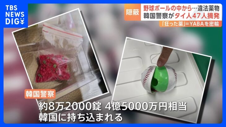 野球ボールの中身は違法薬物「YABA」＝タイ語で「狂った薬」　韓国警察がタイ人47人を大量摘発｜TBS NEWS DIG