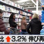 米消費者物価　前年比 ↑3.2% 伸び再加速【モーサテ】（2024年3月13日）