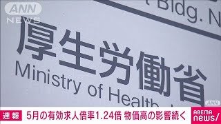 5月の有効求人倍率1.24倍　前月比0.02ポイント低下　物価高の影響続く　厚労省(2024年6月28日)