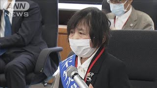 2022年「全国公害被害者総行動デー」で訴える熊本県天草市の中村房代さん(2024年7月8日)