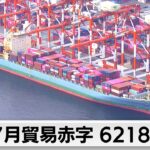 7月貿易赤字 6,218億円　2カ月ぶり赤字　輸出・輸入ともに7月として過去最大