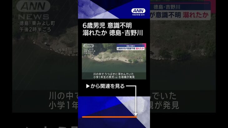 【ニュース】6歳男児が意識不明 溺れたか　徳島・吉野川 #shorts