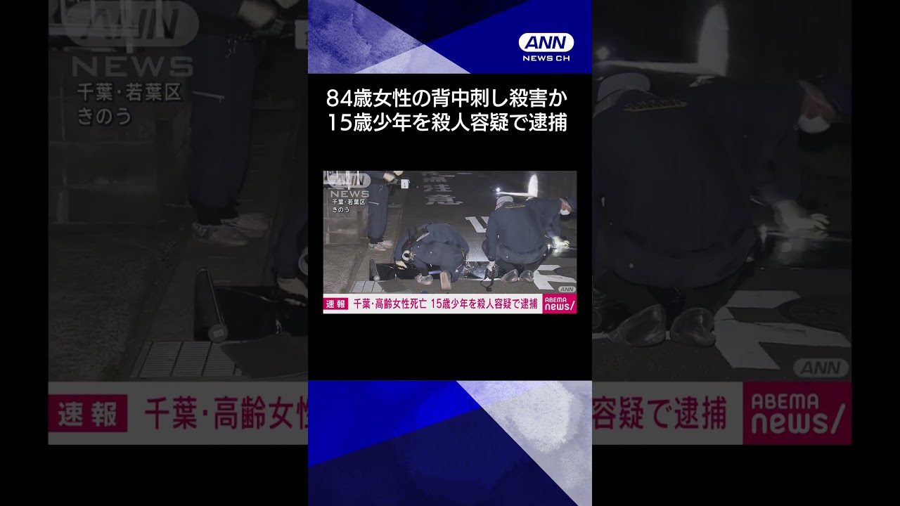 【ニュース】15歳少年を殺人容疑で逮捕　84歳女性の背中を刺し殺害か　千葉県警#shorts